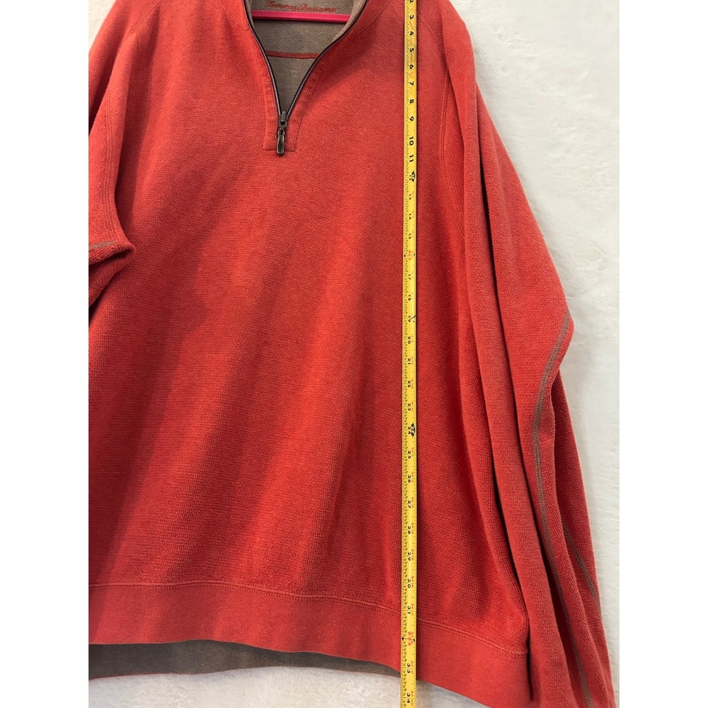 Tommy Bahama Mens Orange Red Quarter Zip Pullover Sweater T21172 XXL - Picture 5 of 8